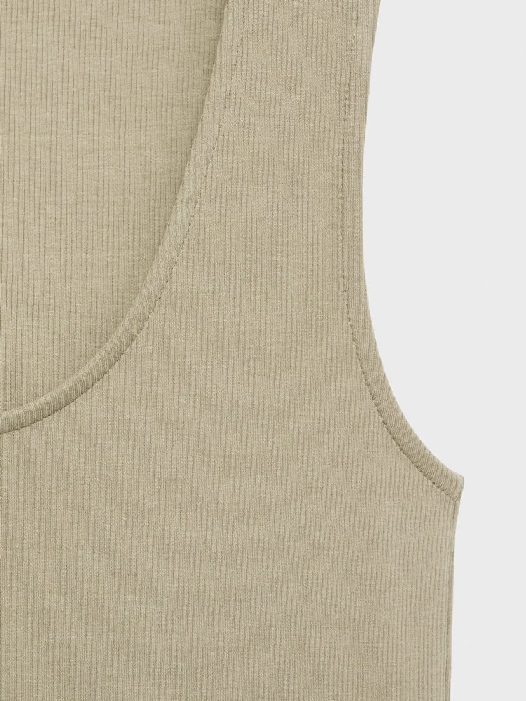 Mango Khaki 2-In-1 Mix Jersey Woven Midi Dress - Image 7 of 7