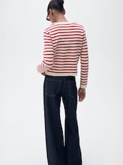 Mango Red Striped Knit Cardigan - Image 4 of 6