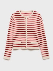 Mango Red Striped Knit Cardigan - Image 5 of 6