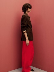 Mango Red Straight Fit Linen Suit Trousers - Image 2 of 4