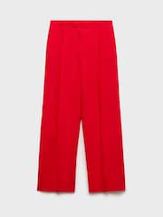 Mango Red Straight Fit Linen Suit Trousers - Image 3 of 4