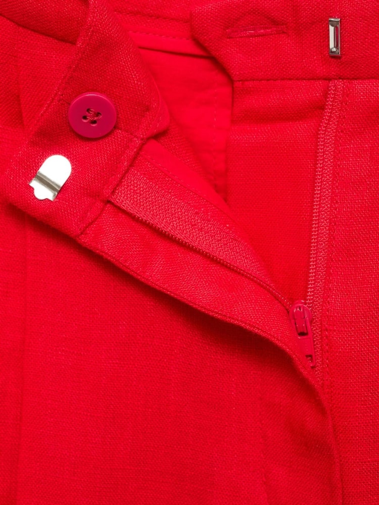 Mango Red Straight Fit Linen Suit Trousers - Image 4 of 4 Mango Red Straight Fit Linen Suit Trousers - Image 4 of 4