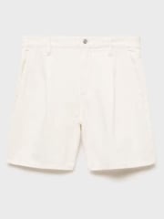 Mango Cream Pleated Denim Bermuda Shorts - Image 4 of 5