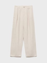Mango Brown Tortoiseshell Button Linen Trousers - Image 6 of 7