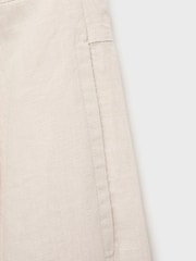 Mango Brown Tortoiseshell Button Linen Trousers - Image 7 of 7