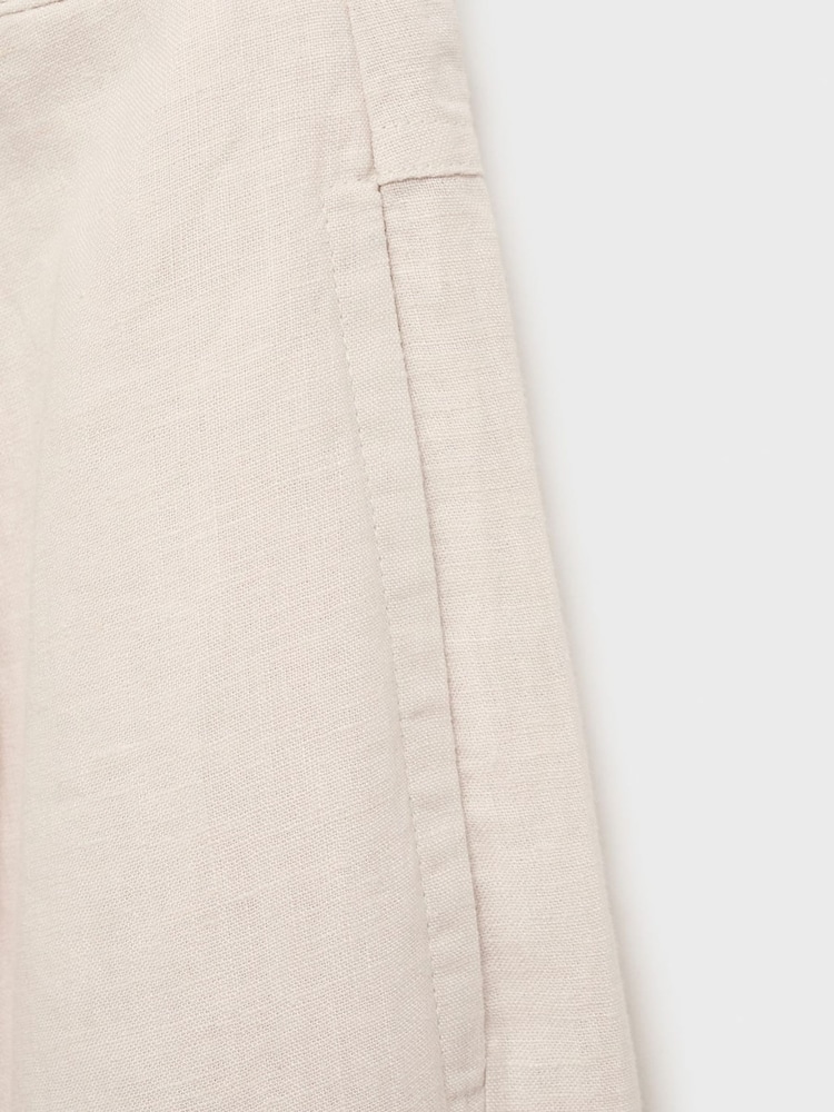 Mango Brown Tortoiseshell Button Linen Trousers - Image 7 of 7