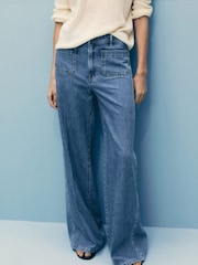 Mango Blue Wide Leg Jeans - Image 4 of 7