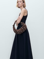 Mango Navy 2-In-1 Mix Jersey Woven Midi Dress - Image 3 of 6