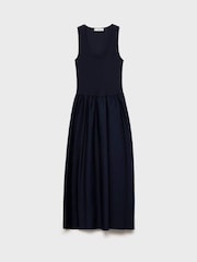 Mango Navy 2-In-1 Mix Jersey Woven Midi Dress - Image 5 of 6