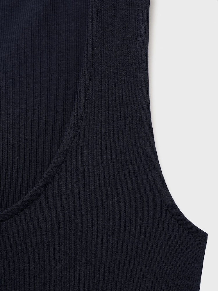 Mango Navy 2-In-1 Mix Jersey Woven Midi Dress - Image 6 of 6 Mango Navy 2-In-1 Mix Jersey Woven Midi Dress - Image 6 of 6