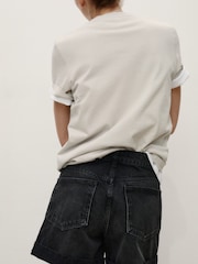 Mango Black Mom Fit Denim Shorts - Image 4 of 7