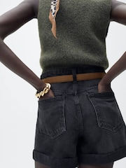 Mango Black Mom Fit Denim Shorts - Image 5 of 7