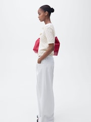 Mango Cream Short Sleeved Openwork Knitted Cardigan - Image 2 of 6