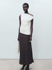 Mango Cream Asymmetrical Fitted Tank Top - Image 1 of 8
