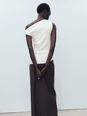 Mango Cream Asymmetrical Fitted Tank Top - Image 3 of 8