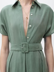 Mango Green Belted Midi Shirt Dress - Image 4 of 6