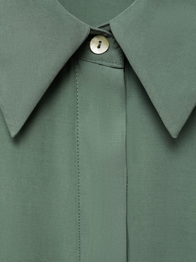 Mango Green Belted Midi Shirt Dress - Image 6 of 6