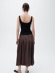 Mango Brown Pleated Maxi Dress - Image 2 of 8