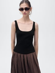 Mango Brown Pleated Maxi Dress - Image 3 of 8