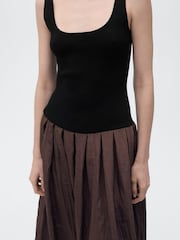 Mango Brown Pleated Maxi Dress - Image 5 of 8