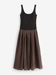 Mango Brown Pleated Maxi Dress - Image 6 of 8