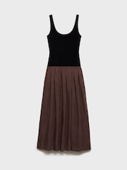 Mango Brown Pleated Maxi Dress - Image 7 of 8