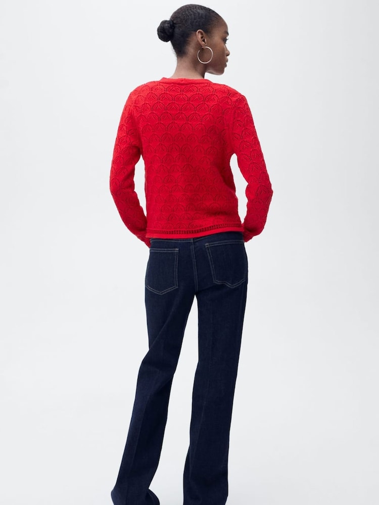Mango Red Crochet Long Sleeve Cardigan - Image 2 of 7