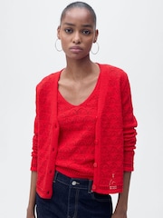 Mango Red Crochet Long Sleeve Cardigan - Image 3 of 7