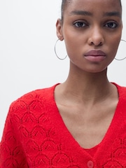 Mango Red Crochet Long Sleeve Cardigan - Image 5 of 7