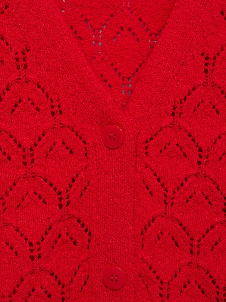 Mango Red Crochet Long Sleeve Cardigan - Image 7 of 7