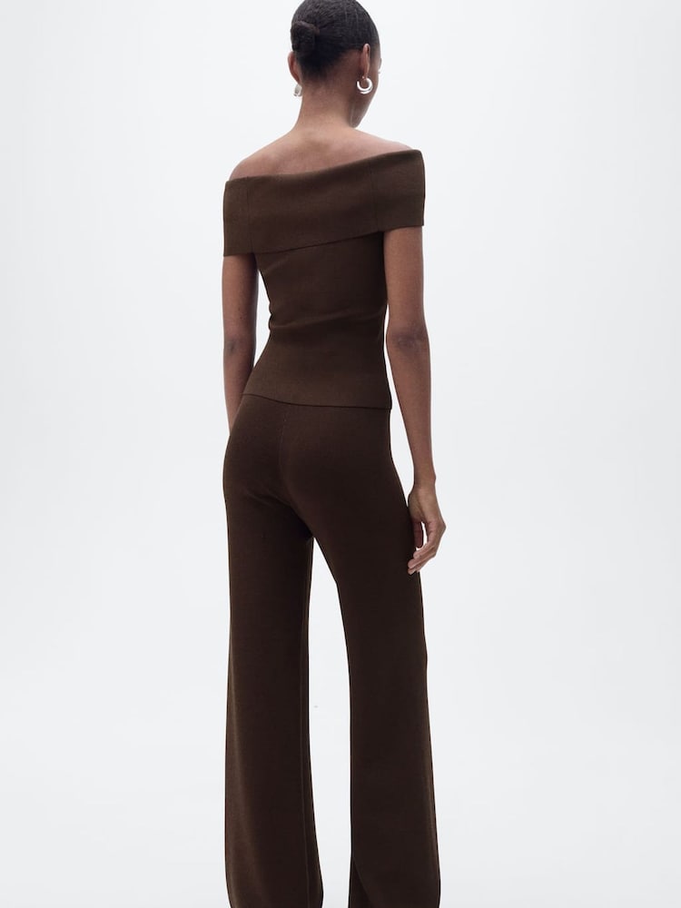 Mango Brown Off Shoulder Knit Top - Image 2 of 7