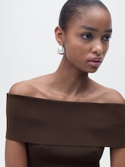 Mango Brown Off Shoulder Knit Top - Image 5 of 7
