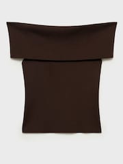 Mango Brown Off Shoulder Knit Top - Image 6 of 7