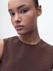 Mango Brown Bubble Hem Midi Dress - Image 4 of 6