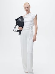 Mango White Asymmetrical Draped Top - Image 1 of 7