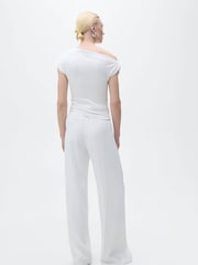 Mango White Asymmetrical Draped Top - Image 2 of 7