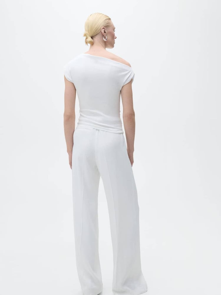 Mango White Asymmetrical Draped Top - Image 2 of 7