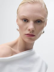 Mango White Asymmetrical Draped Top - Image 5 of 7