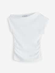 Mango White Asymmetrical Draped Top - Image 6 of 7