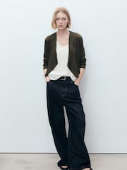 Mango Green Knitted Cropped Cardigan - Image 1 of 6