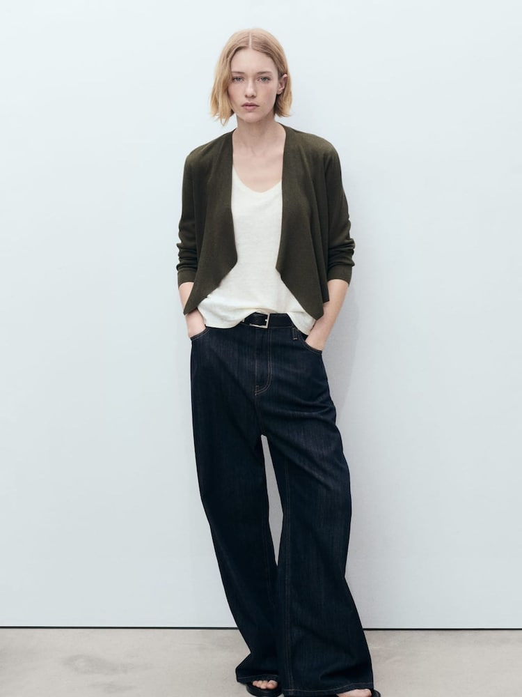 Mango Green Knitted Cropped Cardigan - Image 1 of 6