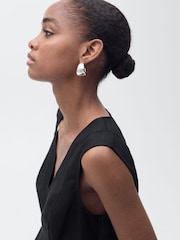 Mango Black Linen Blend Peplum Top - Image 4 of 6
