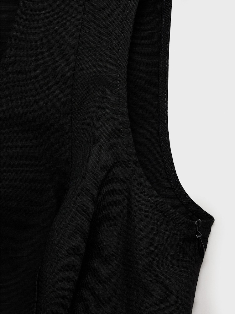 Mango Black Linen Blend Peplum Top - Image 6 of 6