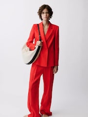 Mango Red Double Breasted Linen Suit Jacket - Image 1 of 6