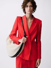 Mango Red Double Breasted Linen Suit Jacket - Image 2 of 6