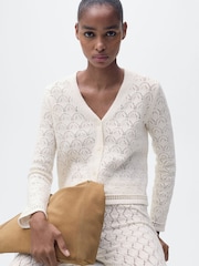Mango Cream Crochet Long Sleeve Cardigan - Image 1 of 6