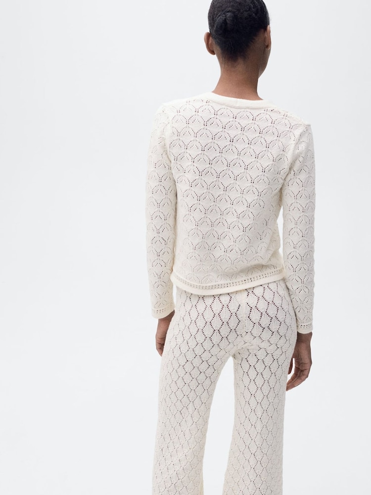 Mango Cream Crochet Long Sleeve Cardigan - Image 2 of 6