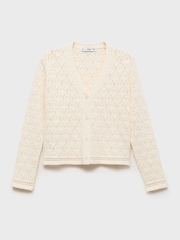 Mango Cream Crochet Long Sleeve Cardigan - Image 5 of 6