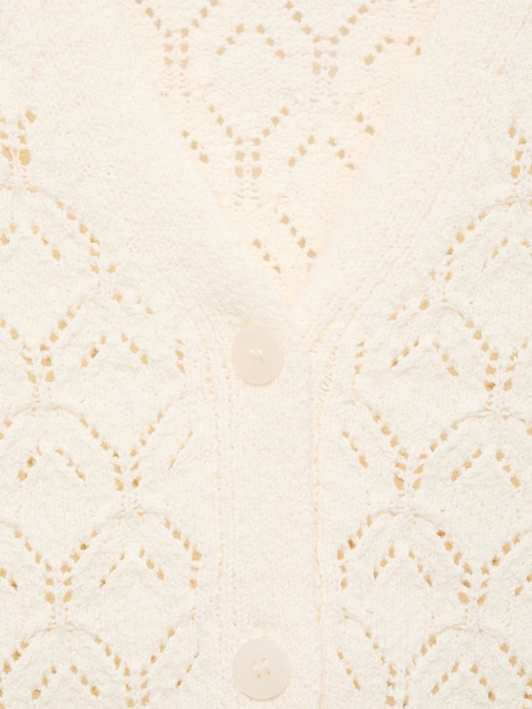 Mango Cream Crochet Long Sleeve Cardigan - Image 6 of 6