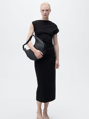 Mango Black Draped Maxi Dress - Image 1 of 6